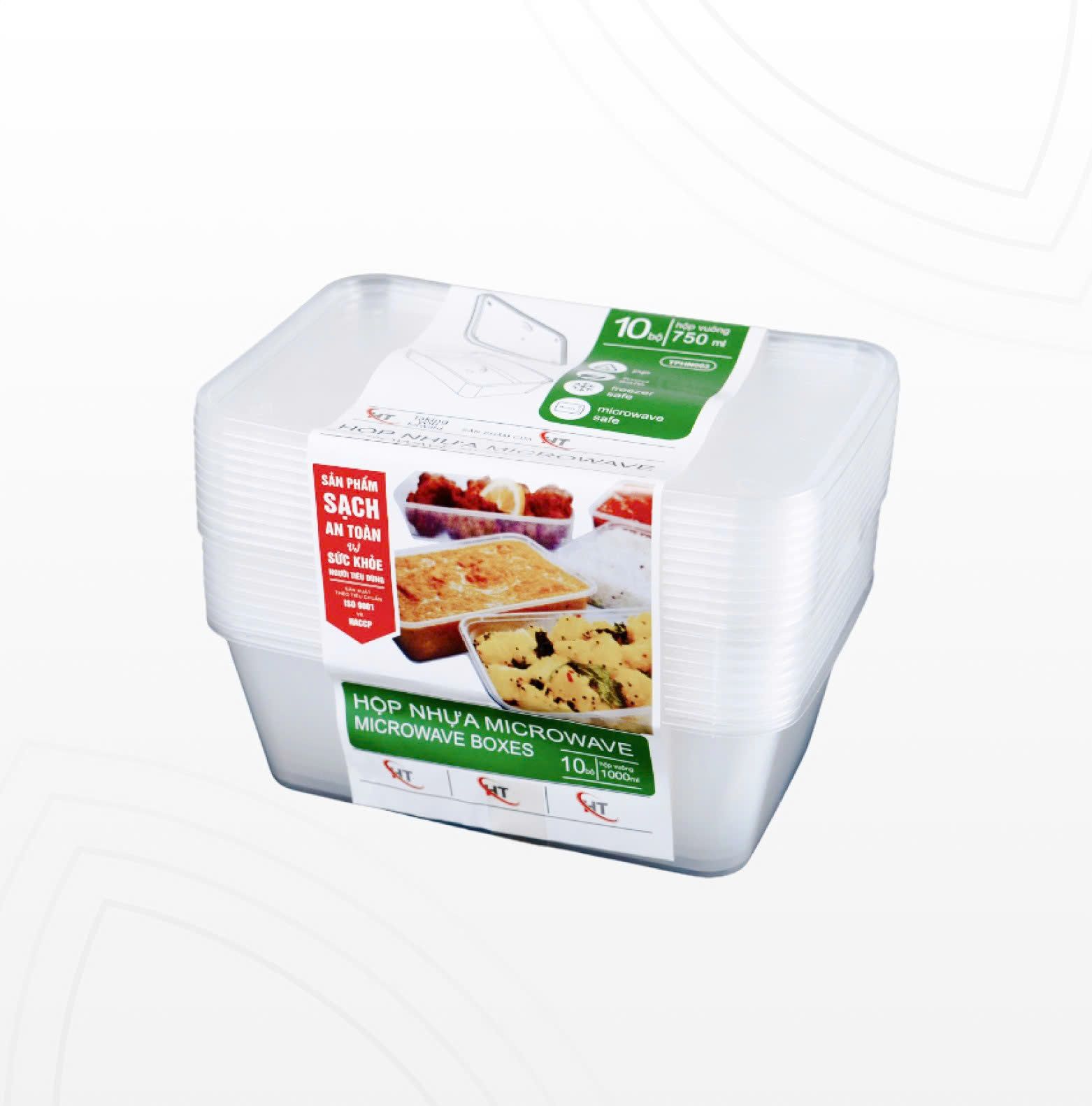 bộ hộp nhựa vuông microwave VietPlastic chất liệu nhựa cấp thực phẩm