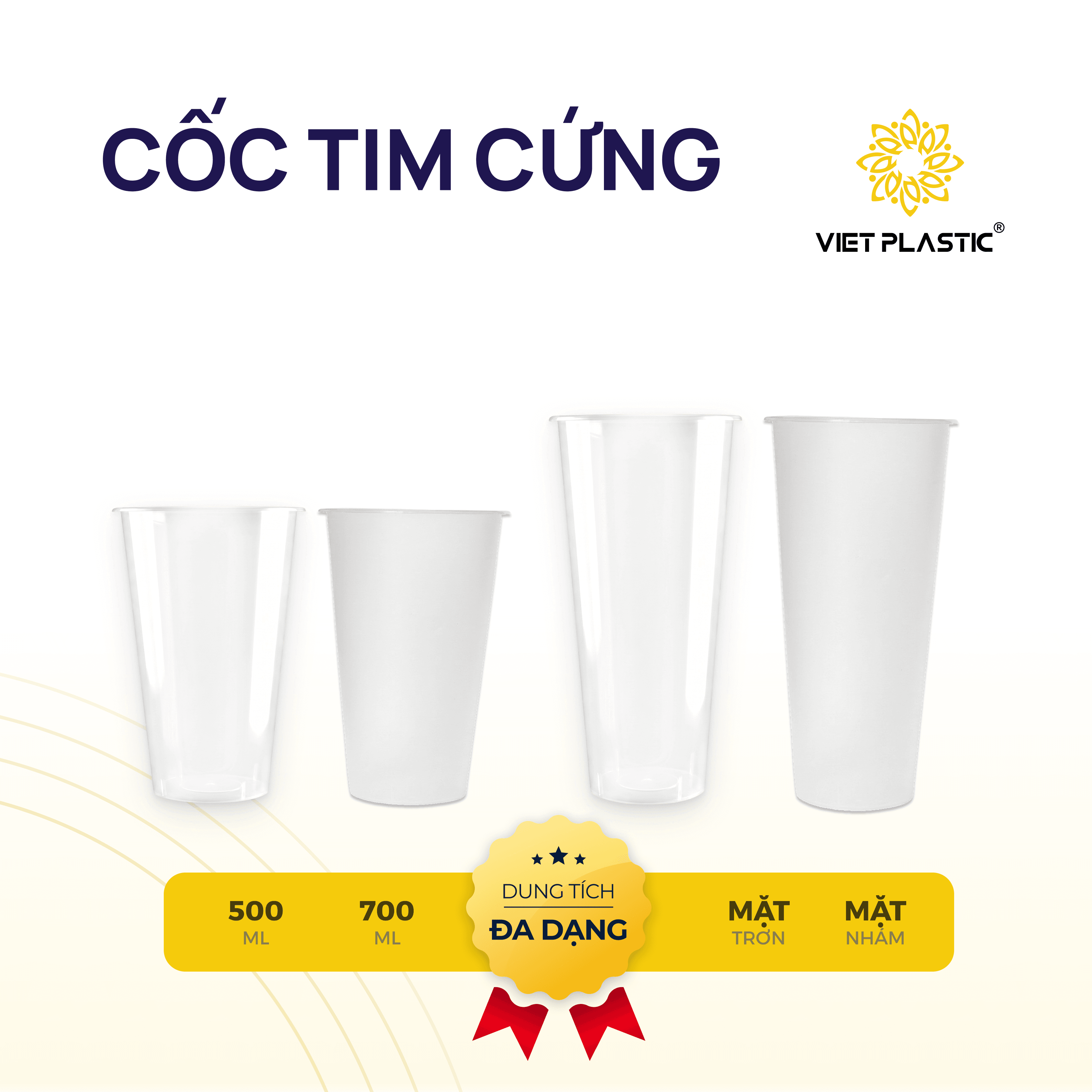 Banner giới thiệu các dòng cốc tim cứng VietPlastic đa dạng dung tích