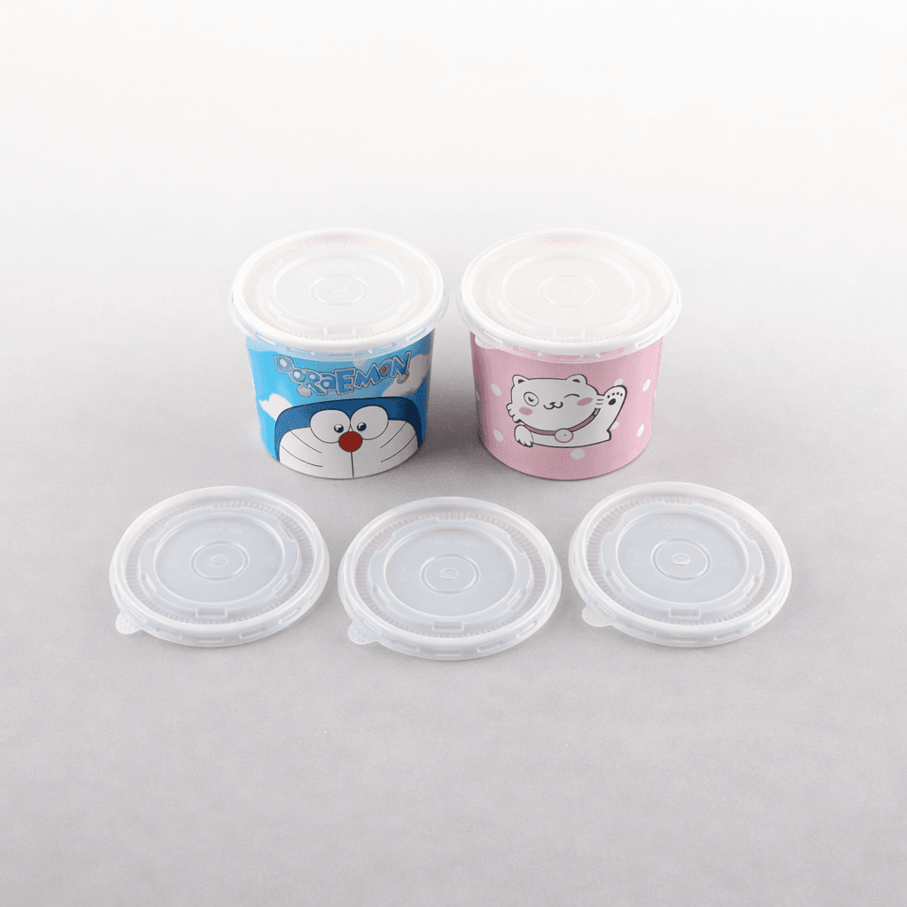 Cốc giấy in hình Doraemon và mèo dễ thương kèm nắp nhựa