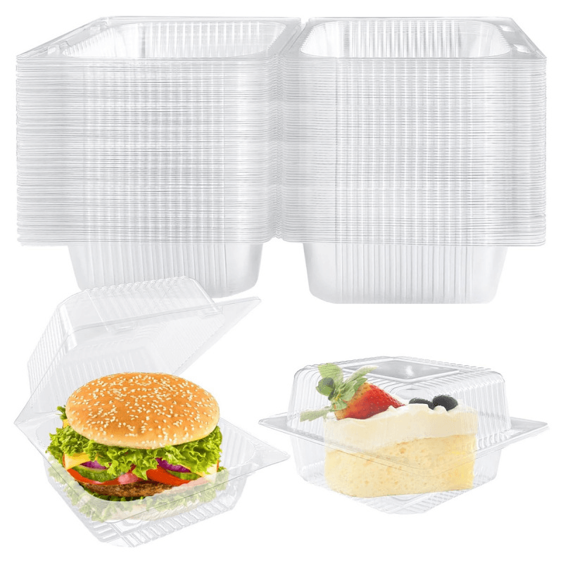 Các mẫu hộp nhựa định hình trong suốt dùng một lần đựng bánh hamburger và bánh kem cho tiệm bánh, quán ăn nhanh