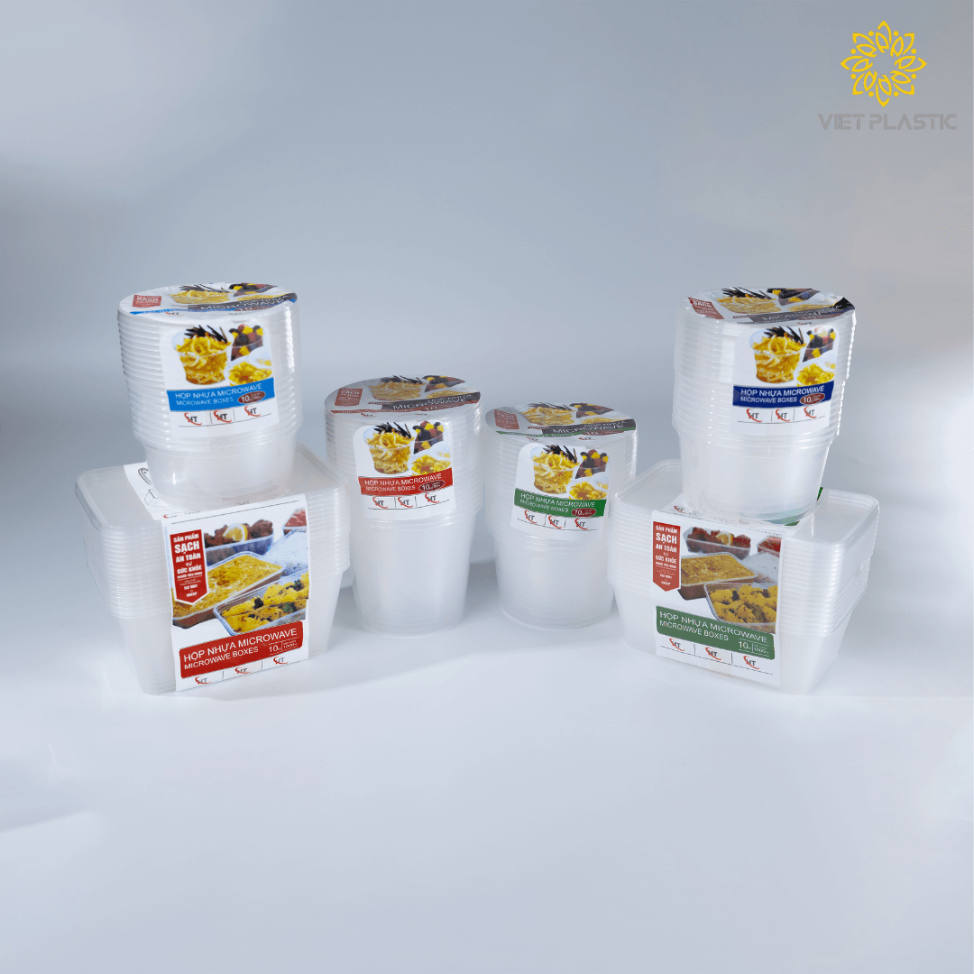 Các dòng sản phẩm hộp nhựa microwave vuông tròn và ly nhựa cao cấp của VietPlastic